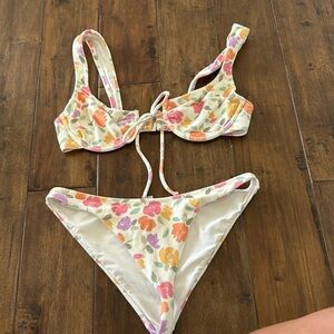 For Love and Lemons floral Swim Suit